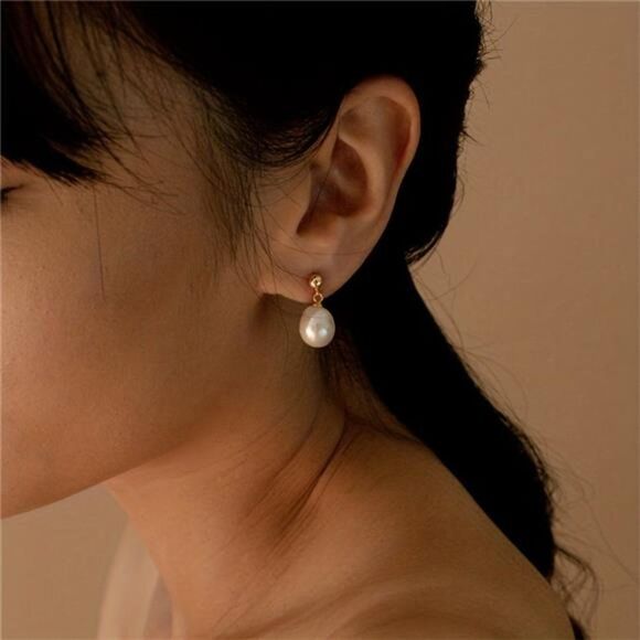 Freshwater Pearl Dainty Baroque Pearl Dangle Earrings Anniversary Gift Birthday - Picture 6 of 8